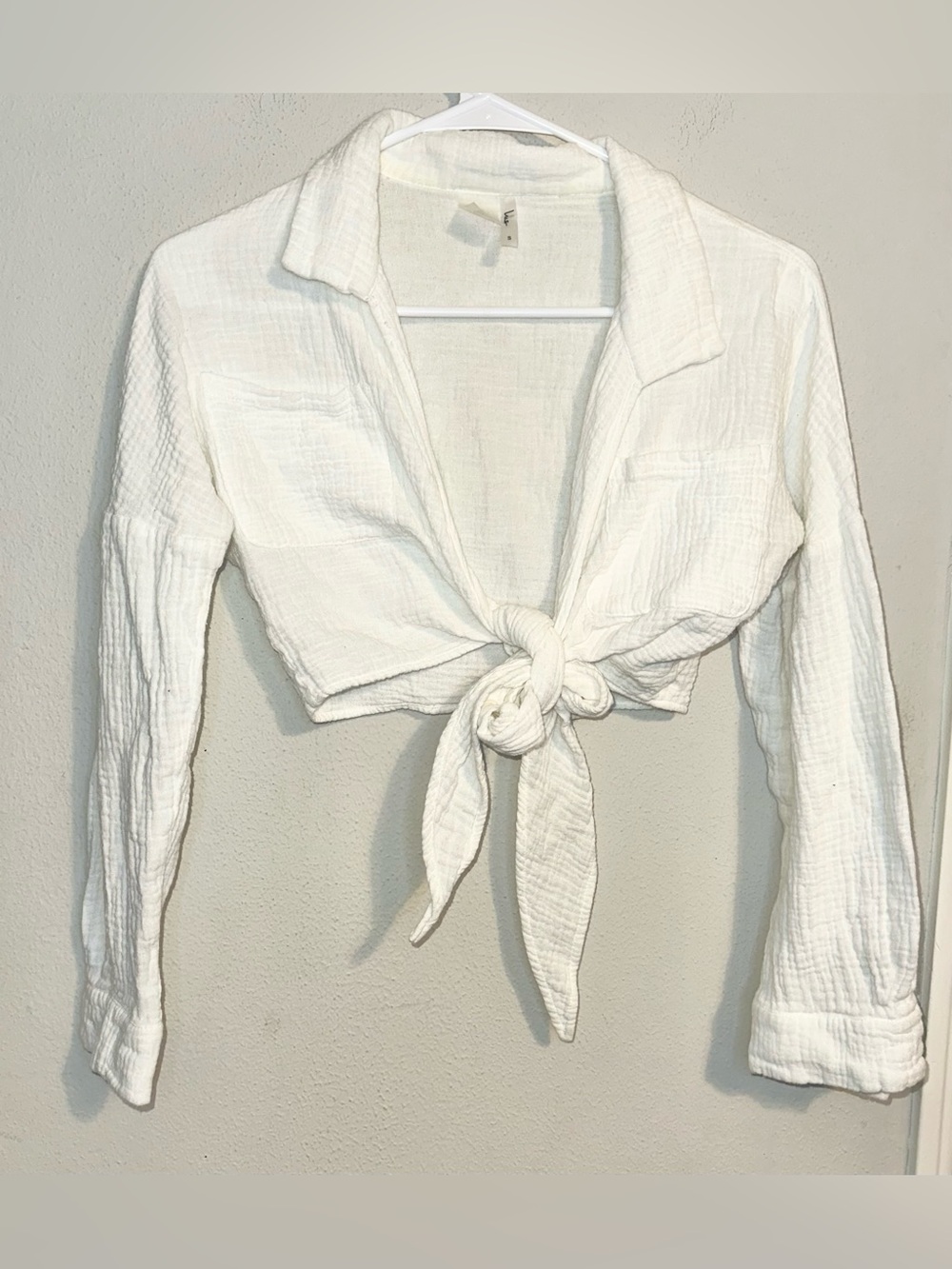 Lulus Cropped Tie-Front Gauze Top